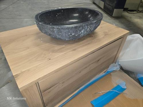 massief eiken lavabo meubel met arduin lavabo, Huis en Inrichting, Badkamer | Badkamermeubels, Nieuw, Ophalen
