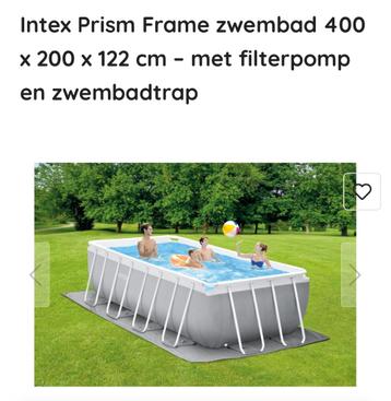 Zwembad Intex 4m op 2m - 122 hoog, 200 à 400 cm, Enlèvement, Utilisé, Rectangulaire