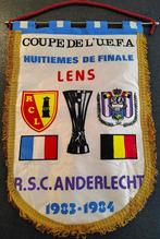 RSC Anderlecht - Racing Lens 1983-84 vintage vaandel voetbal, Verzamelen, Ophalen of Verzenden, Gebruikt, Vaantje of Sjaal