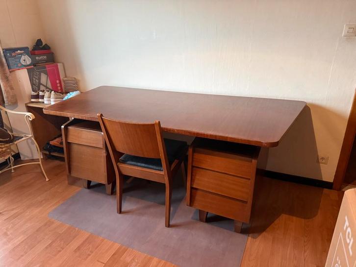 Vintage bureau De Coene met teken- en dactylomeubel+2stoelen, Huis en Inrichting, Bureaus, Zo goed als nieuw, Bureau, Ophalen