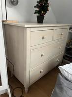 Commode, lage kast, wit hout met matching bed, Huis en Inrichting, Ophalen, Gebruikt, 100 tot 150 cm, 3 of 4 laden
