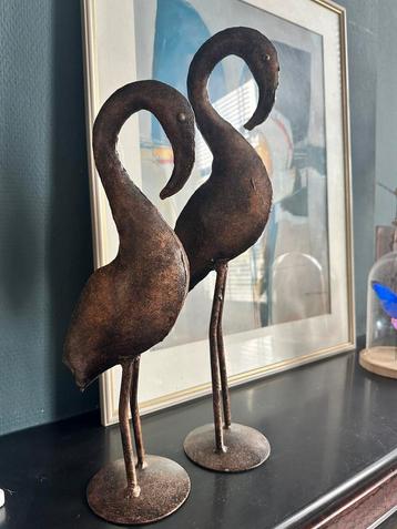 2 bronzen flamingo’s vintage 