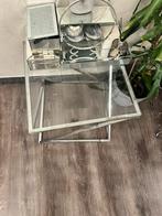 Vierkante glazen tafel van 50 cm/50 cm in grijs, Ophalen of Verzenden, Vierkant, Glas