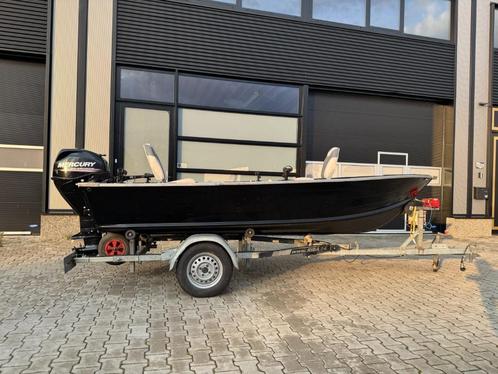 Quicksilver 450SF + Mercury 25pk Visboot Aluminium, Watersport en Boten, Vis- en Consoleboten, Zo goed als nieuw, 10 tot 30 pk