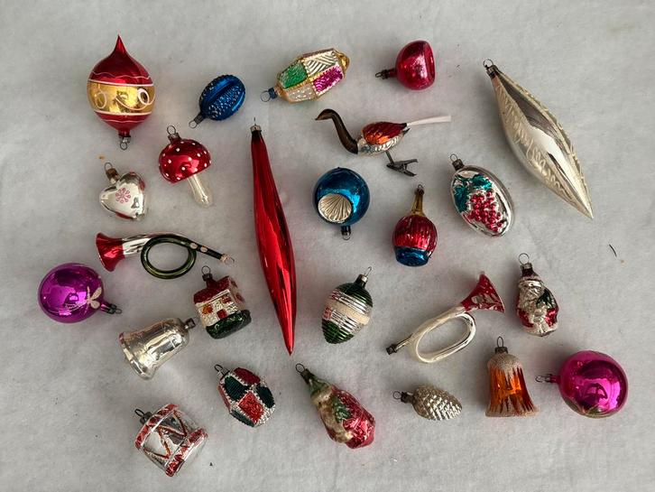 25 oude kerstballen, vintage kerstversiering, retro kerst, Diversen, Kerst, Gebruikt, Ophalen