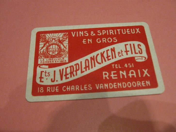 Oude losse speelkaart Likeuren Verplancken , Ronse (101), Verzamelen, Speelkaarten, Jokers en Kwartetten, Zo goed als nieuw, Speelkaart(en)