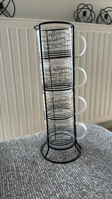 4 tasses café ou thé, Enlèvement, Comme neuf