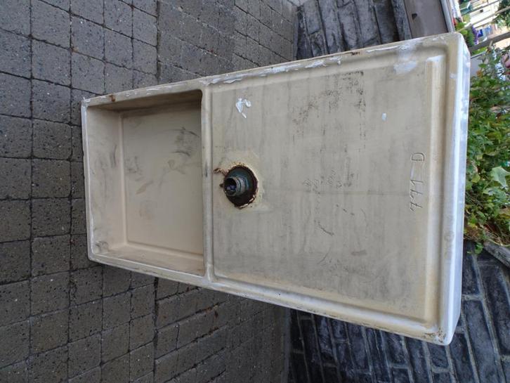 Porseleinen spoelbak, Huis en Inrichting, Keuken | Keukenelementen, Gebruikt, 100 tot 150 cm, 25 tot 50 cm, Wit, Ophalen
