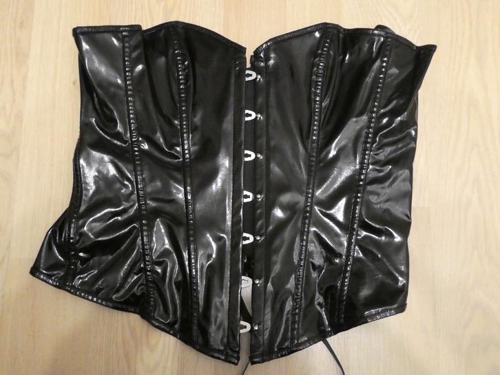 Corset Lak PVC Zwart, Kleding | Dames, Ondergoed en Lingerie, Body of Korset, Zwart, Ophalen of Verzenden