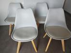 Witte stoelen met houten poten, Huis en Inrichting, Hout, Gebruikt, Wit, Ophalen of Verzenden