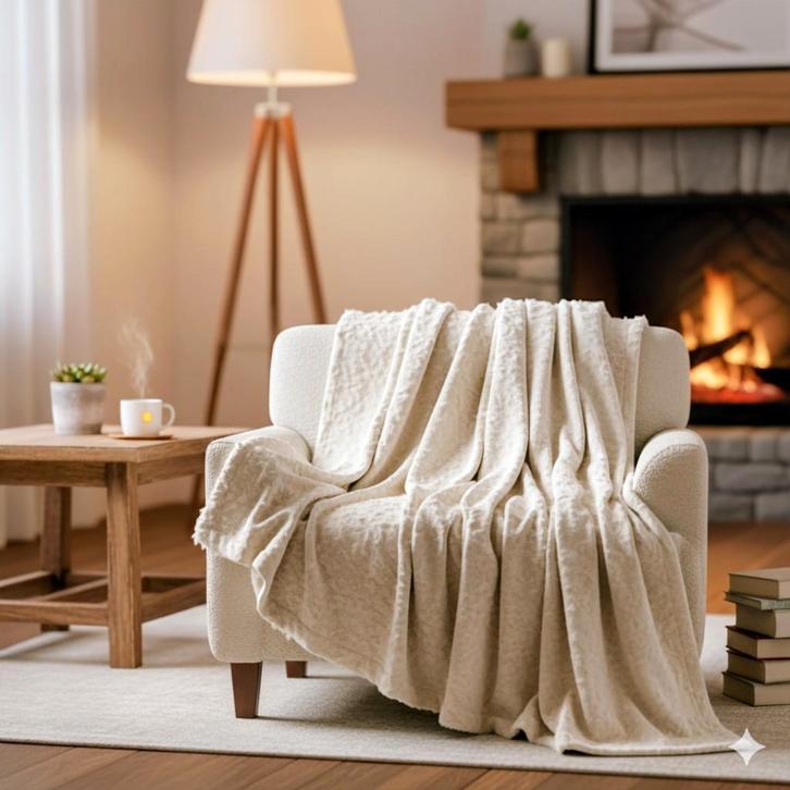 2 CHAMPAGNE XXL FLEECEDEKEN, Huis en Inrichting, Woonaccessoires | Plaids en Woondekens, Zo goed als nieuw, Ophalen of Verzenden