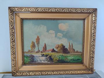 Landschap schilderij M.Wynant olie op doek 