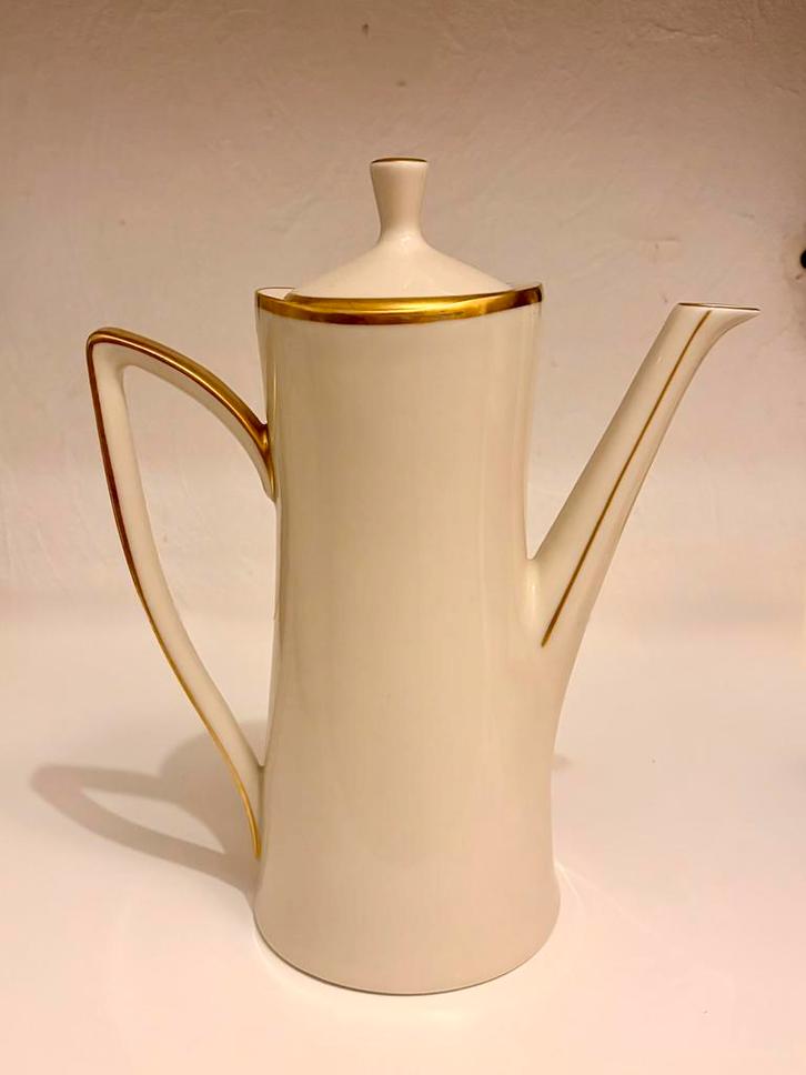 Cafetière  en porcelaine blanche et or Cérabel, Baudour, Antiek en Kunst, Antiek | Porselein, Ophalen of Verzenden