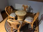 Rotan tafel en stoelen, Huis en Inrichting, Tafels | Eettafels, Ophalen, 100 tot 150 cm, Rond, Zo goed als nieuw