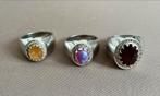 3 robijnrode ringen met diamanten, Handtassen en Accessoires, Ringen, Nieuw, Zilver, Geel
