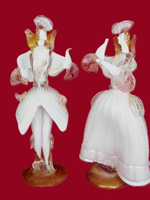 Twee grote Bardioli Murano Florentijnse dansers., Antiek en Kunst, Antiek | Glaswerk en Kristal, Ophalen