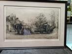 Ets gesigneerd  kader 60 op 88 cm " hoeve op de elsdonk ", Antiek en Kunst, Ophalen