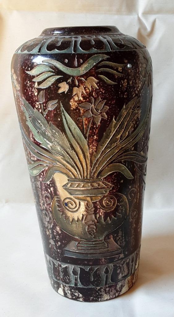 Prachtige Ceramic vaas met Art Deco motieven, Antiek en Kunst, Antiek | Vazen, Ophalen of Verzenden