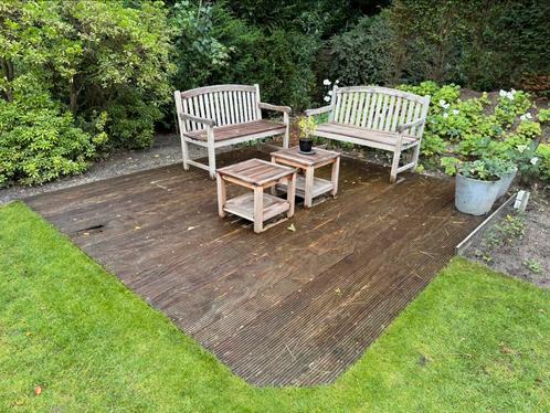 Vlonder Bangkirai hout met een gegalvaniseerd frame, Tuin en Terras, Terrasdelen en Vlonders, Gebruikt, Hout, Ophalen