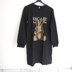 Sweat jurk strass steentjes zwart L/XL, Verzenden, Zwart, Maat 42/44 (L), Nieuw