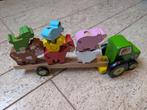 Vilac houten tractor met aanhanger en dieren om te plaatsen, Ophalen of Verzenden, Gebruikt, Overige typen