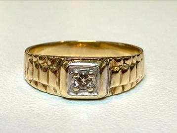 Mooie gouden Rolex ring met 1 natuurlijke diamant/ maat 18mm beschikbaar voor biedingen