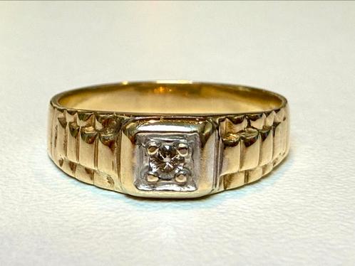 Mooie gouden Rolex ring met 1 natuurlijke diamant/ maat 18mm, Handtassen en Accessoires, Ringen, Dame of Heer, 18 tot 19, Geel