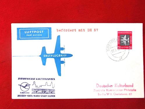 GDR Erstflugbrief / 1ère poste aérienne Dresde K. Marxstadt, Timbres & Monnaies, Timbres | Europe | Allemagne, RDA, Enlèvement ou Envoi