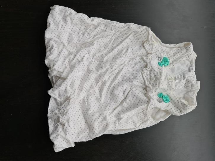 wit Kleedje, jurk met polca dots 68, Kinderen en Baby's, Babykleding | Maat 68, Zo goed als nieuw, Ophalen of Verzenden