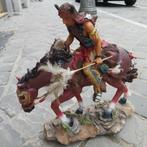 Prachtig groot beeld indiaan paard polystone, Verzamelen, Beelden en Beeldjes, Ophalen of Verzenden, Zo goed als nieuw