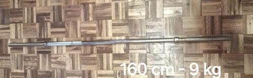 Halter voor krachttraining van 160 cm en 9 kg, staal, voor s, Sport en Fitness, Fitnessmaterialen, Gebruikt, Halterstangen, Ophalen of Verzenden