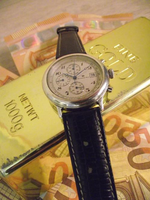 vintage zilveren Bernard piot chronograaf horloge, Handtassen en Accessoires, Horloges | Antiek, Polshorloge, Zilver, 1960 of later