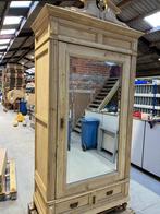 Antieke vestiaire kast met spiegel, Huis en Inrichting, Gebruikt, 200 cm of meer, Minder dan 150 cm, 50 tot 75 cm