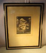 Mooi Oude Gravure 'Moeder met Kind' - A Besse, Antiek en Kunst, Kunst | Etsen en Gravures, Ophalen of Verzenden