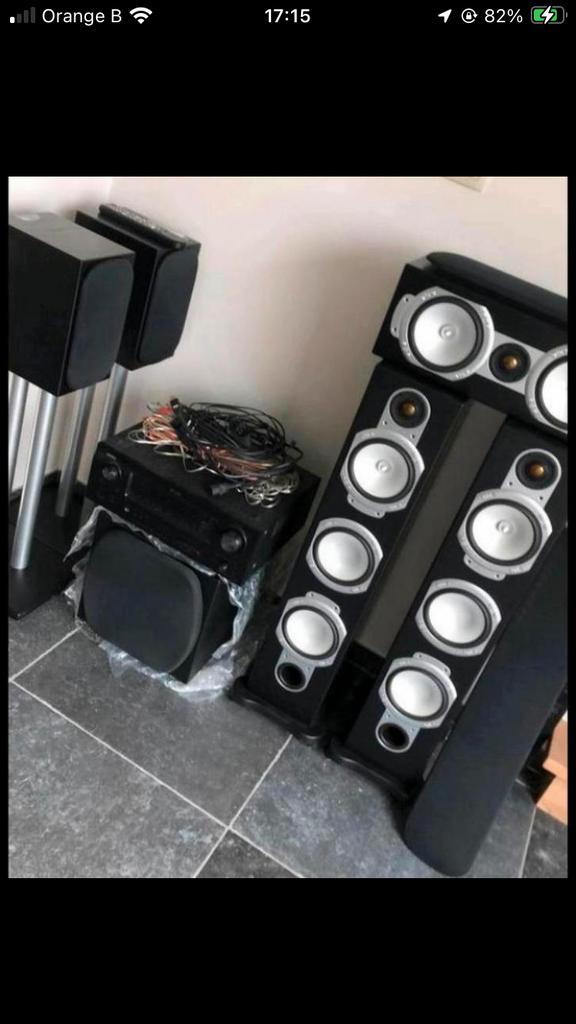 Monitor audio 5.1 silver line + denon 5 x 110 w, Audio, Tv en Foto, Home Cinema-sets, Nieuw, 5.1-systeem, Ophalen