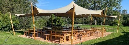Stretchtent doek 10,5x10 meter, Beige, Hobby en Vrije tijd, Feestartikelen | Verhuur, Nieuw, Verzenden