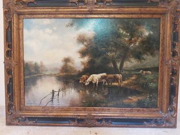 Grand tableau, paysage, vaches, Enlèvement