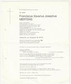 Doodsbrief MERTENS Denderhoutem Wieze Burgemeester Lebbeke, Envoi, Carte de condoléances