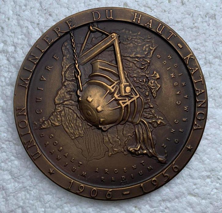 Medaille, penning Union Miniere du Haut Katanga 1906-1956, Timbres & Monnaies, Pièces & Médailles, Bronze, Enlèvement ou Envoi