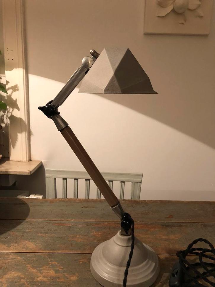 AUTHENTIEKE VINTAGE JAREN 50 BUREAULAMP SUPER CHROOM, Antiek en Kunst, Antiek | Verlichting, Ophalen of Verzenden