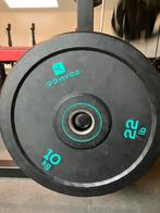 Set van 2x DOMYOS bumperschijf 10kg - 50mm, Sport en Fitness, Fitnessmaterialen, Halterschijven, Ophalen of Verzenden, Zo goed als nieuw