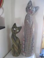 2 houten oosterse katten met batik bekleed, Ophalen of Verzenden