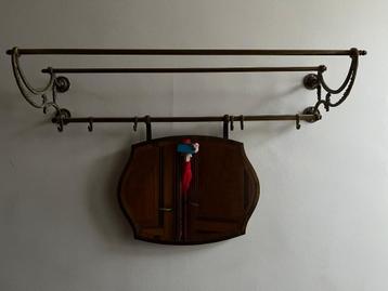 Porte manteaux ancien avec miroir (laiton?)-BAISSE PRIX, Enlèvement