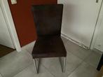 4 chaises tissu effet daim brun, Huis en Inrichting, Stoelen, Vier, Moderne, Bruin, Metaal