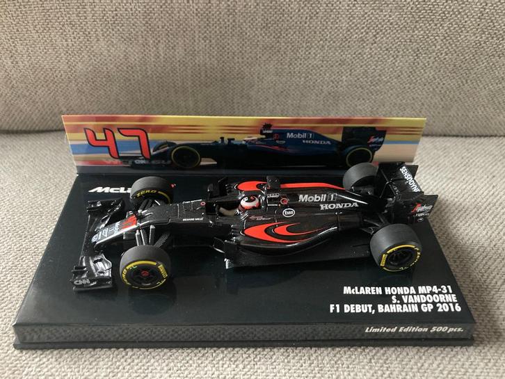 Stoffel Vandoorne 1:43 Bahrein GP 2016 F1 Debut Mclaren, Verzamelen, Automerken, Motoren en Formule 1, Nieuw, Formule 1, Ophalen of Verzenden