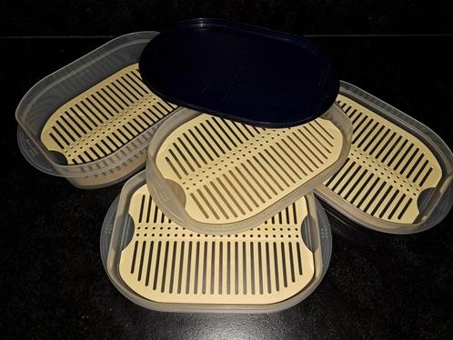 Tupperware beleg schalen met rooster, Huis en Inrichting, Keuken | Tupperware, Zo goed als nieuw, Schaal, Blauw, Ophalen of Verzenden
