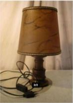 Mooie Oud Houten Tafellamp met retro Kap - 35cm, Ophalen of Verzenden, Huis en Inrichting