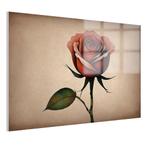 Peinture sur verre rose vintage 105x70cm + système d'accroch, 100 à 125 cm, Envoi, Création originale, 50 à 75 cm