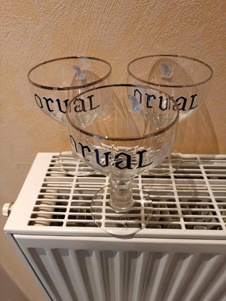 A vendre 4 verres Orval, Collections, Verres & Petits Verres, Utilisé, Verre à bière, Enlèvement