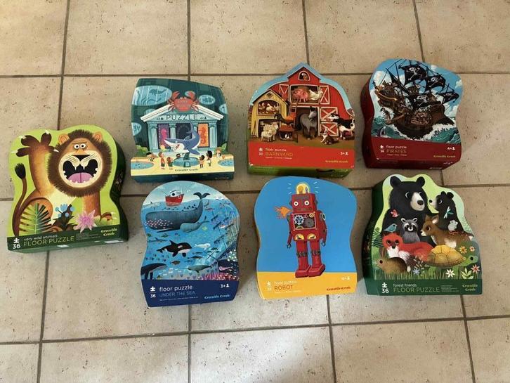 7 crocodile creek puzzels, Kinderen en Baby's, Speelgoed | Kinderpuzzels, Zo goed als nieuw, 2 tot 4 jaar, 10 tot 50 stukjes, Ophalen of Verzenden